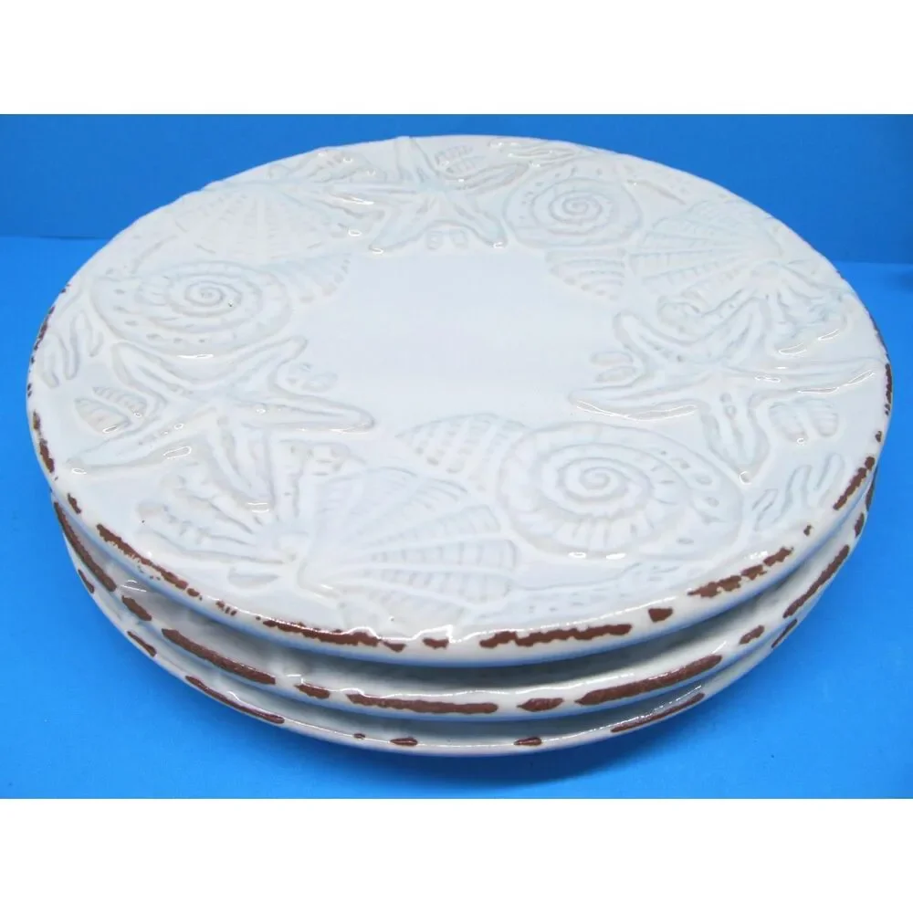 Mud Pie Sanibel Sea Shell Salad Dessert Plates 8